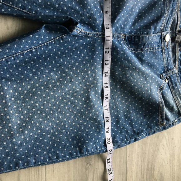 Roz Ali Women Polka Dot Blue Jeans Size 12 - Picture 7 of 9
